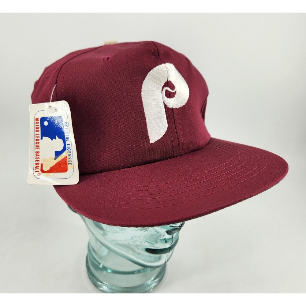 NEW Philadelphia Phillies Snapback Hat Flat Brim OSFA Maroon MLB Green Underbrim